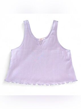 Hanes Lilac Ribbed Crop Tank with Lettuce Hem